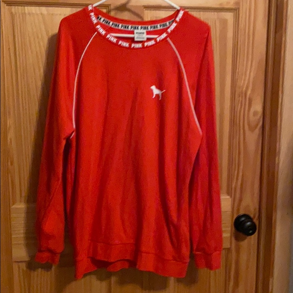 PINK red crewneck sweatshirt large